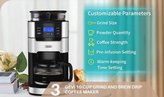 Gevi 10-Cup Grind and Brew Drip Coffee Maker